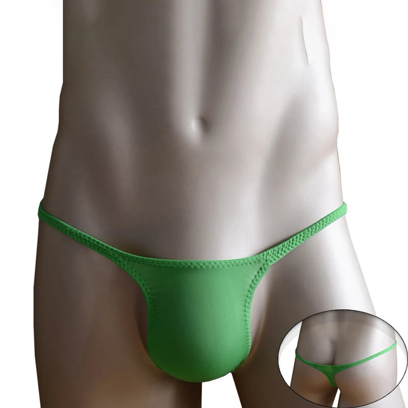 Men Sexy Bikini G-String T-back Pouch Thong Super Low Waist Underwear Ultra-thin Elastic Panties Solid Breathable Lingerie