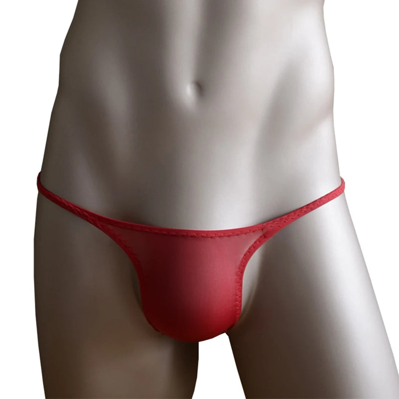 Men Sexy Bikini G-String T-back Pouch Thong Super Low Waist Underwear Ultra-thin Elastic Panties Solid Breathable Lingerie