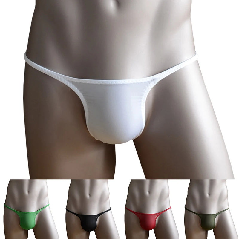 Men Sexy Bikini G-String T-back Pouch Thong Super Low Waist Underwear Ultra-thin Elastic Panties Solid Breathable Lingerie