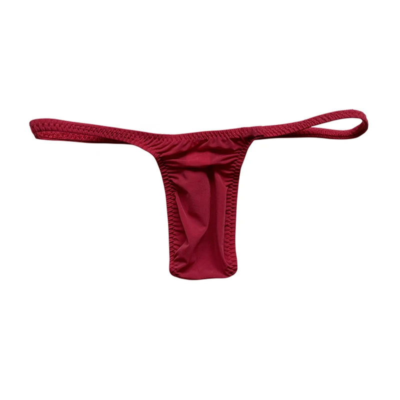 Men Sexy Bikini G-String T-back Pouch Thong Super Low Waist Underwear Ultra-thin Elastic Panties Solid Breathable Lingerie