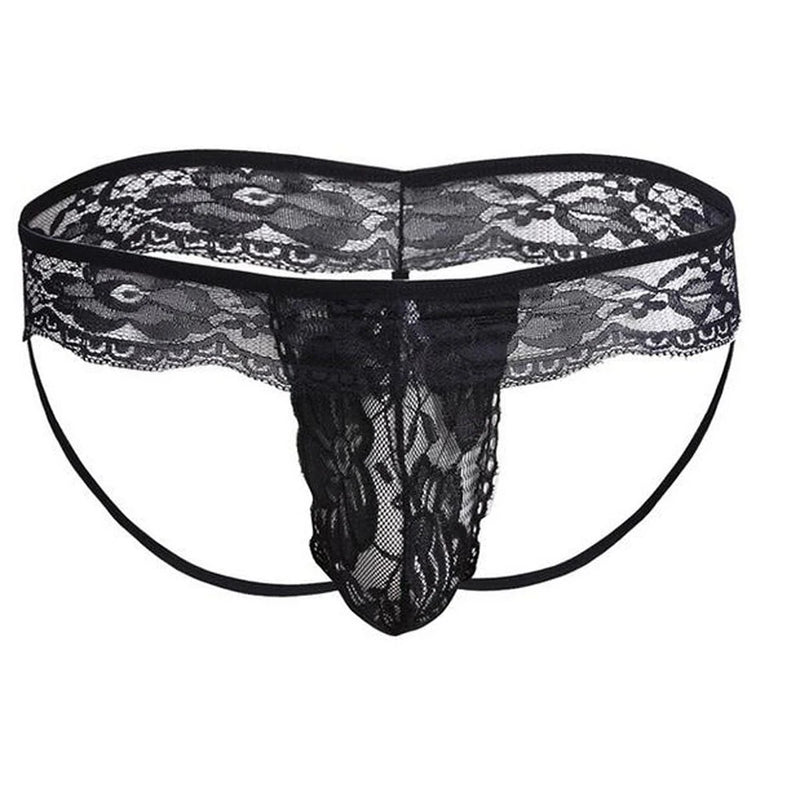 Fashion Men's Lace See Through Underpants Sissy Bulge Pouch Thongs Briefs Underwear Panties Man T-back G-strings
